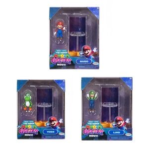 Super Mario Galaxy Movie Figure Lot 3 Mario Luigi Yoshi Star Launcher Jakks NEW